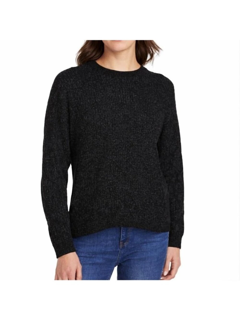 NWT Weatherproof Vintage Women's XS Chenille Sweater Black Long Sleeve Pullover